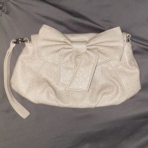 Cream Clutch Snake Print